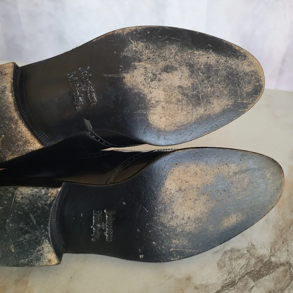 Johnston Murphy Italy Wingtip Oxfords Black Men's Size 8 M